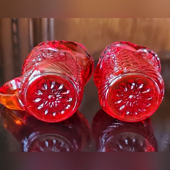 Vntg 2" Amberina Mini Sugar & Creamer Set - Picture 3 of 7